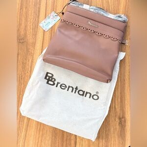 Brentano Mauve Crossbody Bag with Scallop Detail